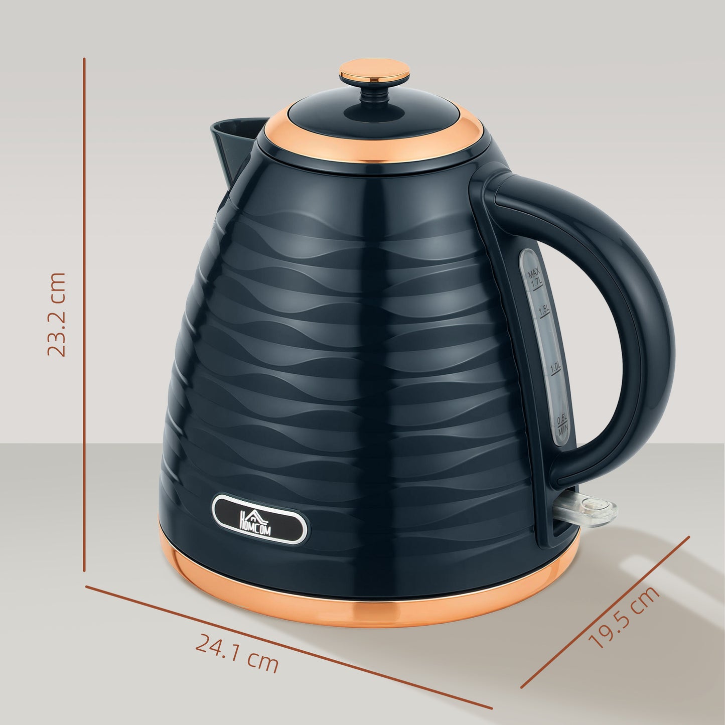 HOMCOM 3kW Rapid Boil Honeycomb Kettle Dark Blue Electric Tea and Coffee Maker for Fast Boiling Water