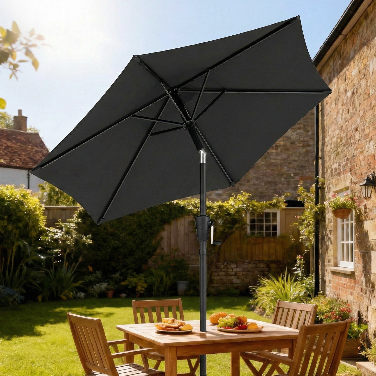 Outsunny 2m Garden Parasol Umbrella With Crank Handle And Tilt Function UV30+ Protection For Outdoor Tables
