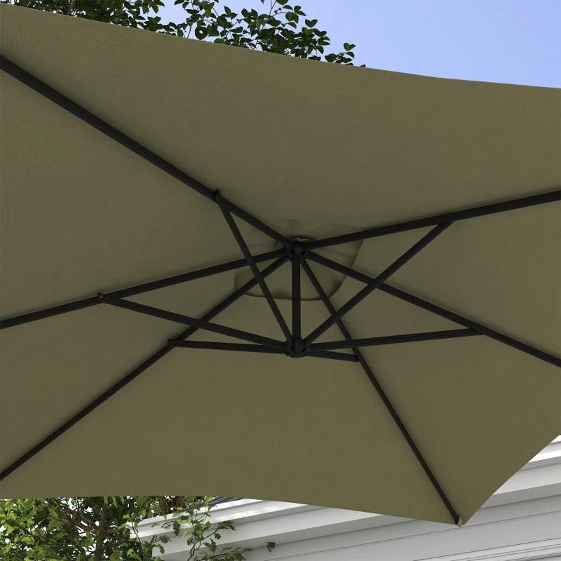 Outsunny 3x2m Rectangular Cantilever Parasol - Hanging Patio Umbrella with Cross Base, Crank Handle, and 6 Ribs - Outdoor Pool, Garden, Balcony Sun Shade - Beige Elegance - ALL4U RETAILER LTD