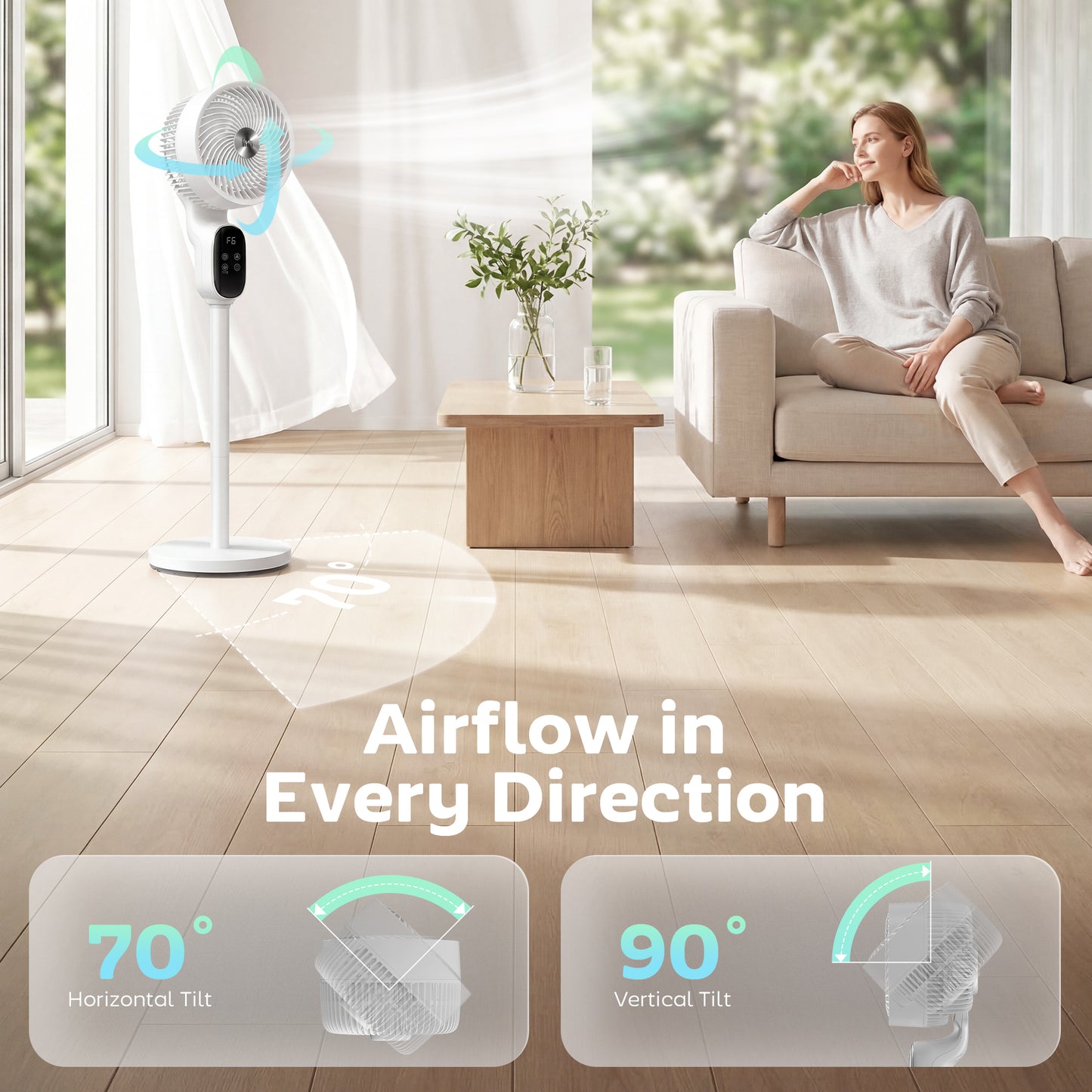HOMCOM 20 Decibel Silent 39 Inch Standing Pedestal Fan with Remote Oscillating 8 Speeds Adjustable Height White