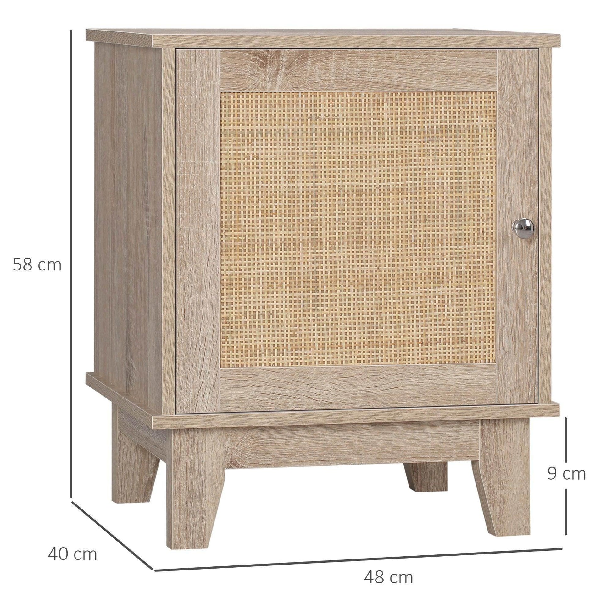 HOMCOM Set of 2 Natural Rattan Bedside Tables - Bedroom, Living Room Storage - ALL4U RETAILER LTD