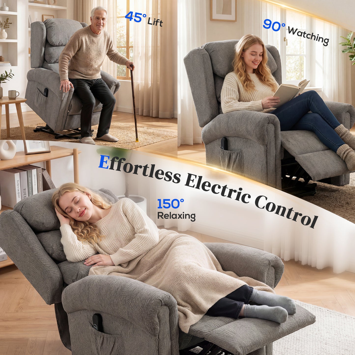 HOMCOM Velvet Feel Electric Riser Recliner Chair Power Lift With Remote Control For Elderly Dark Grey