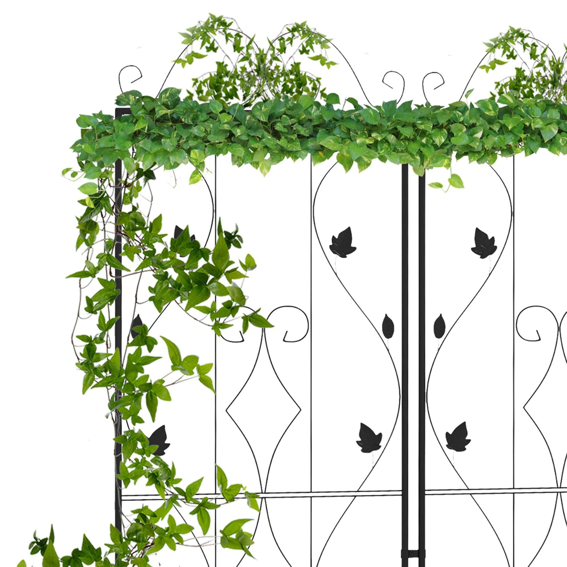 Outsunny Metal Trellis Set of 2, Garden Trellis for Climbing Plants Support Frames, Leaf Design - ALL4U RETAILER LTD