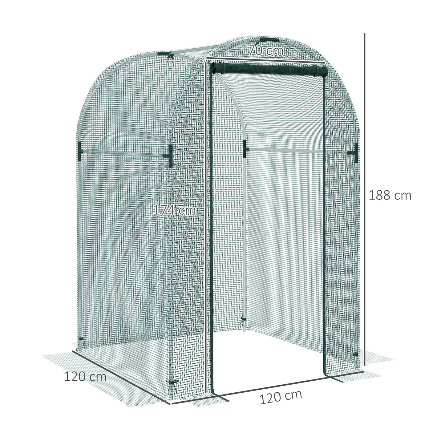 Outsunny 120 x 120cm Mini Polytunnel Greenhouse With Galvanised Steel Frame And Mesh Cover