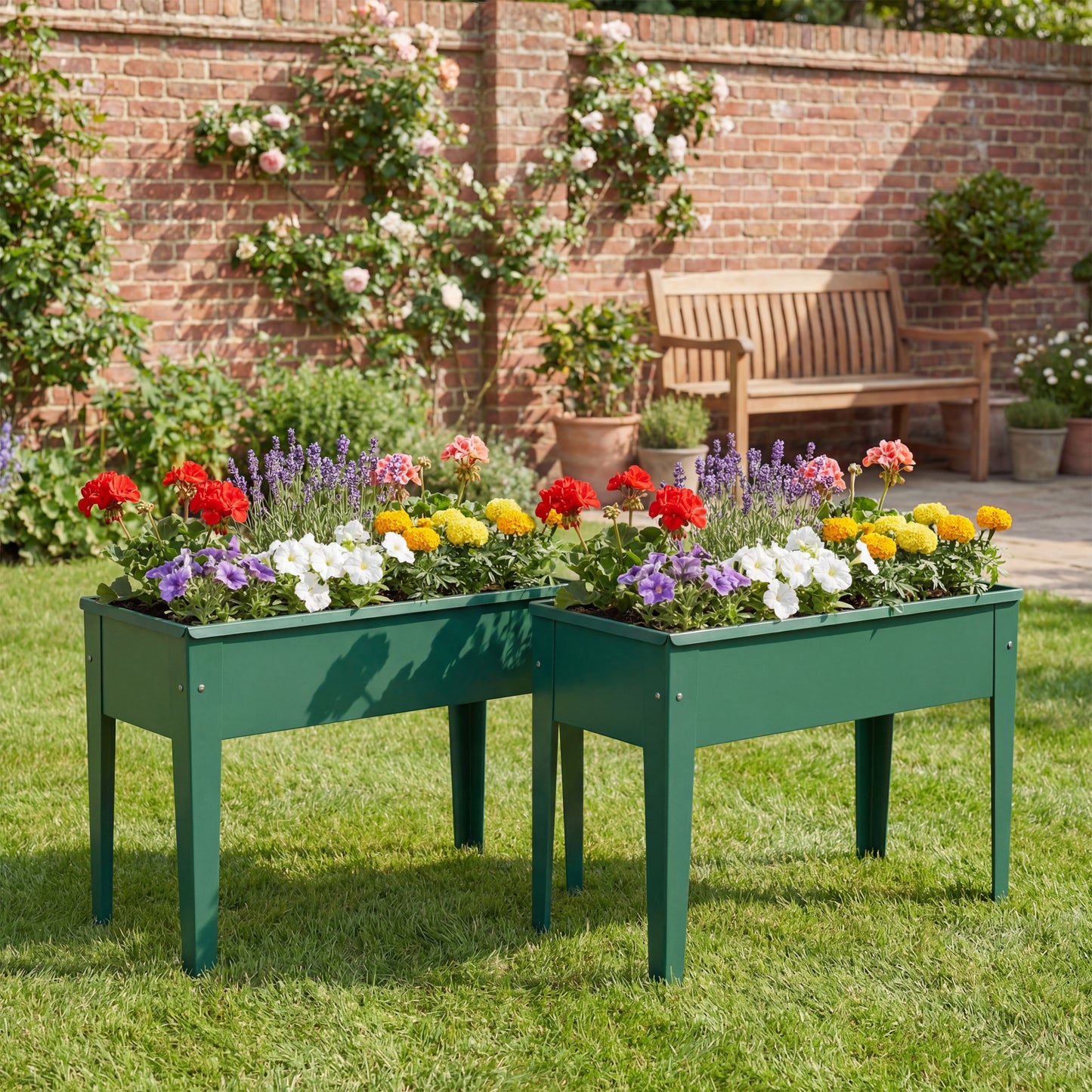 Outsunny Raised Planter Garden Bed On Legs With Drainage Hole Powder Coated Metal 20 Kg Capacity Green