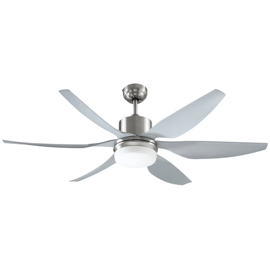 HOMCOM Modern Silver LED Ceiling Fan with Light and Remote Control, 6-Blade Reversible Design for Indoor Use - ALL4U RETAILER LTD