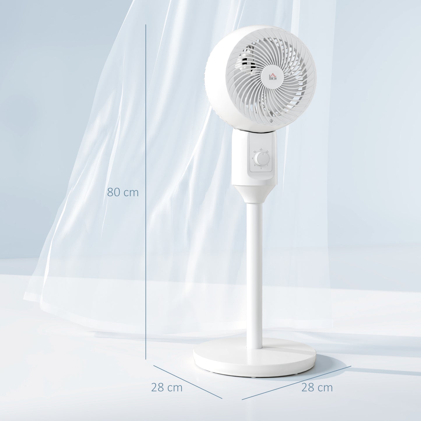 HOMCOM 9 Inch Pedestal Fan With 70 Degree Oscillation And 90 Degree Vertical Tilt 3 Speed Air Circulator For Home Office