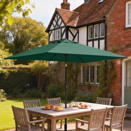 Outsunny Garden Parasol Umbrella With Crank Handle Tilt Function 180g Fade Resistant Polyester Canopy Green