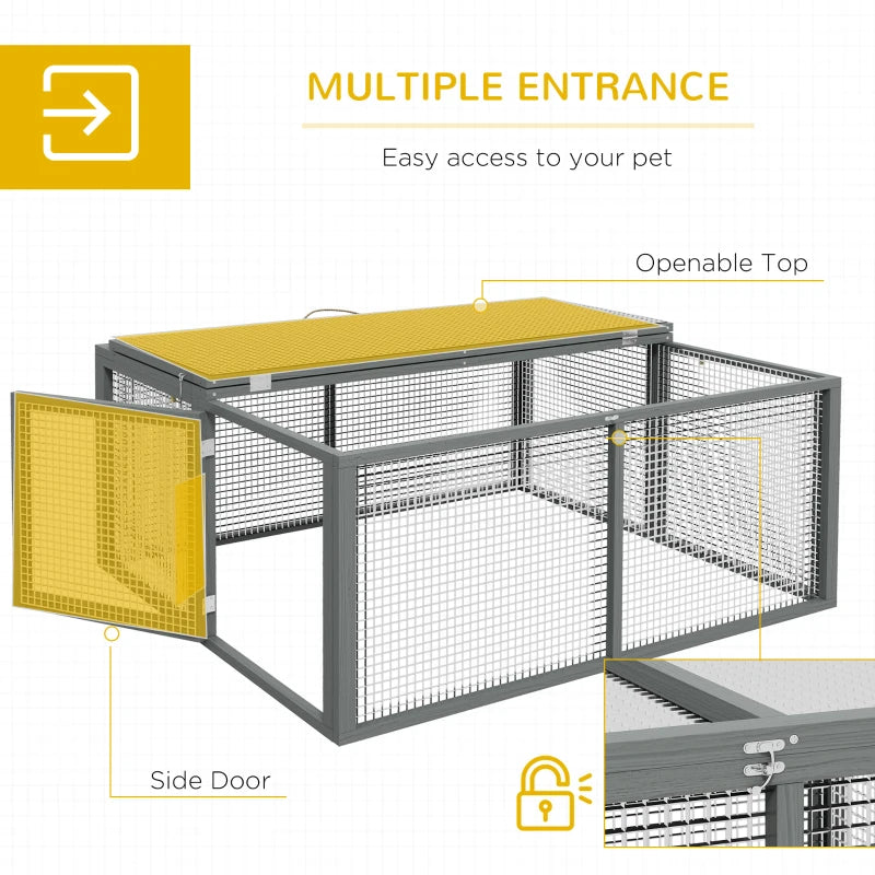 PawHut Grey Wooden Folding Rabbit Hutch - Portable and Stylish Small Animal Cage - ALL4U RETAILER LTD