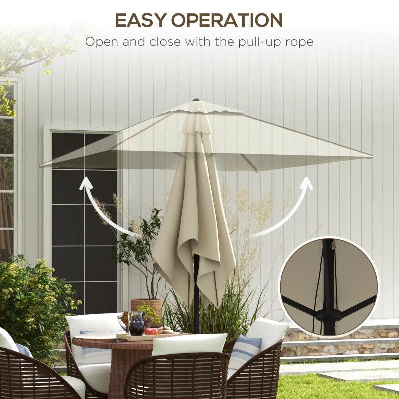 Outsunny Patio Parasol Umbrella with Vent - Beige Garden Market Table Sun Shade Canopy with Piping Side, Outdoor Umbrella for Enhanced Comfort - ALL4U RETAILER LTD