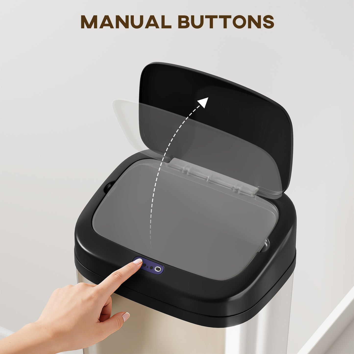 HOMCOM 50L Stainless Steel Sensor Bin With Slim Design And Silver Tone Finish For Easy Bag Changes