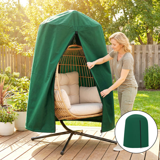 Outsunny 190 x 128cm Hanging Egg Chair Cover Green Weatherproof Outdoor Furniture Protector
