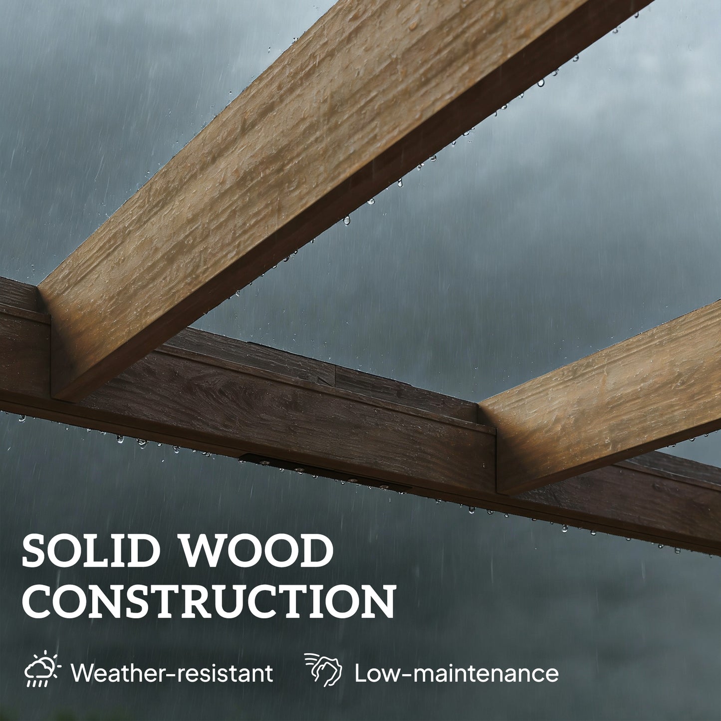 Outsunny Lean To Wooden Pergola Kit Garden Gazebo With Stable Structure And Concrete Anchors 3 x 3 m Light Brown