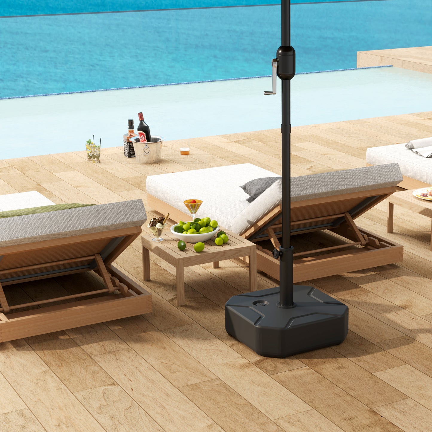 Outsunny Square Parasol Base Heavy Duty Umbrella Stand 25kg Sand Or 20kg Water Fill For 38 48mm Poles Black