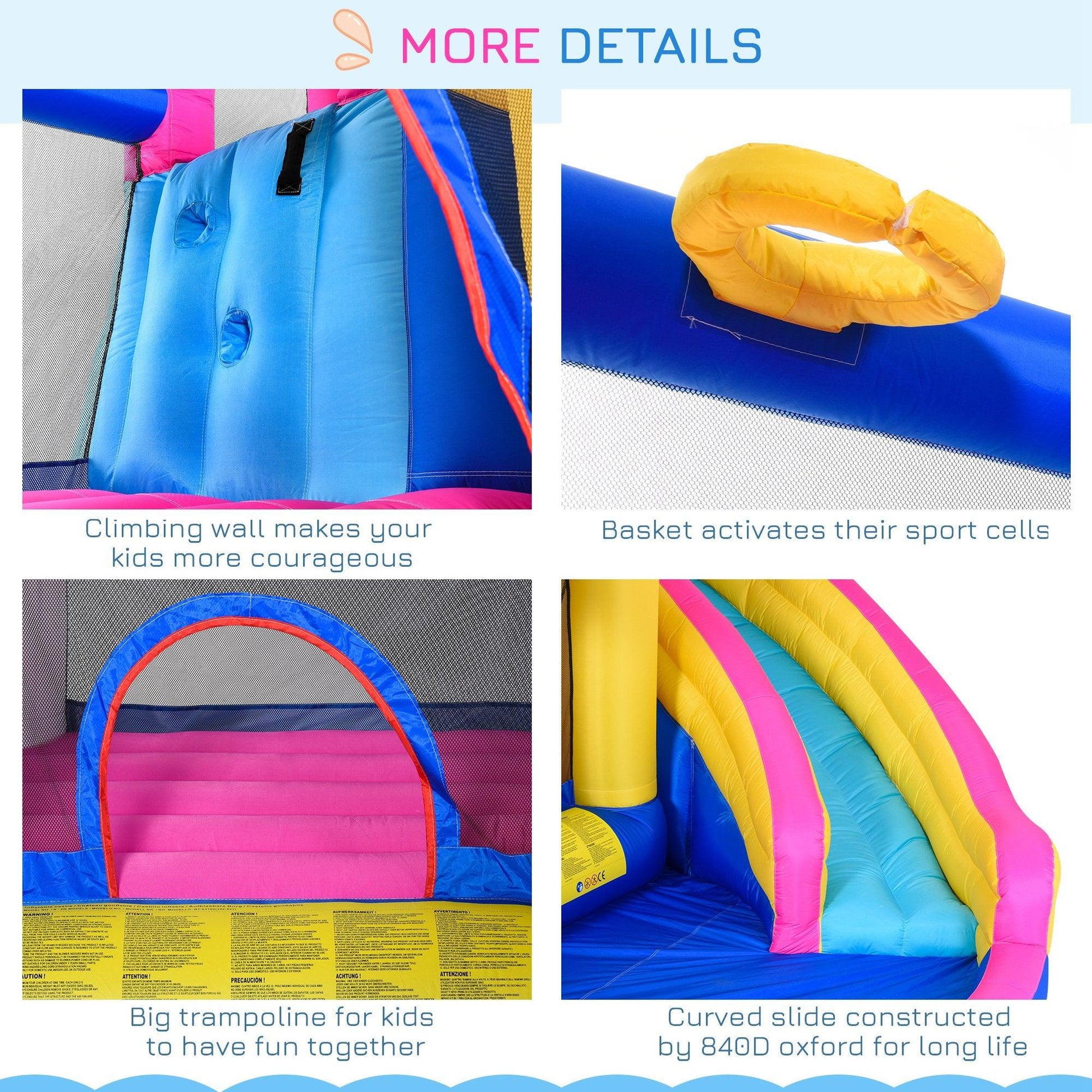 Outsunny 5 in 1 Bouncy Castle for Children with Blower for 3-8 Years Old Kids - ALL4U RETAILER LTD