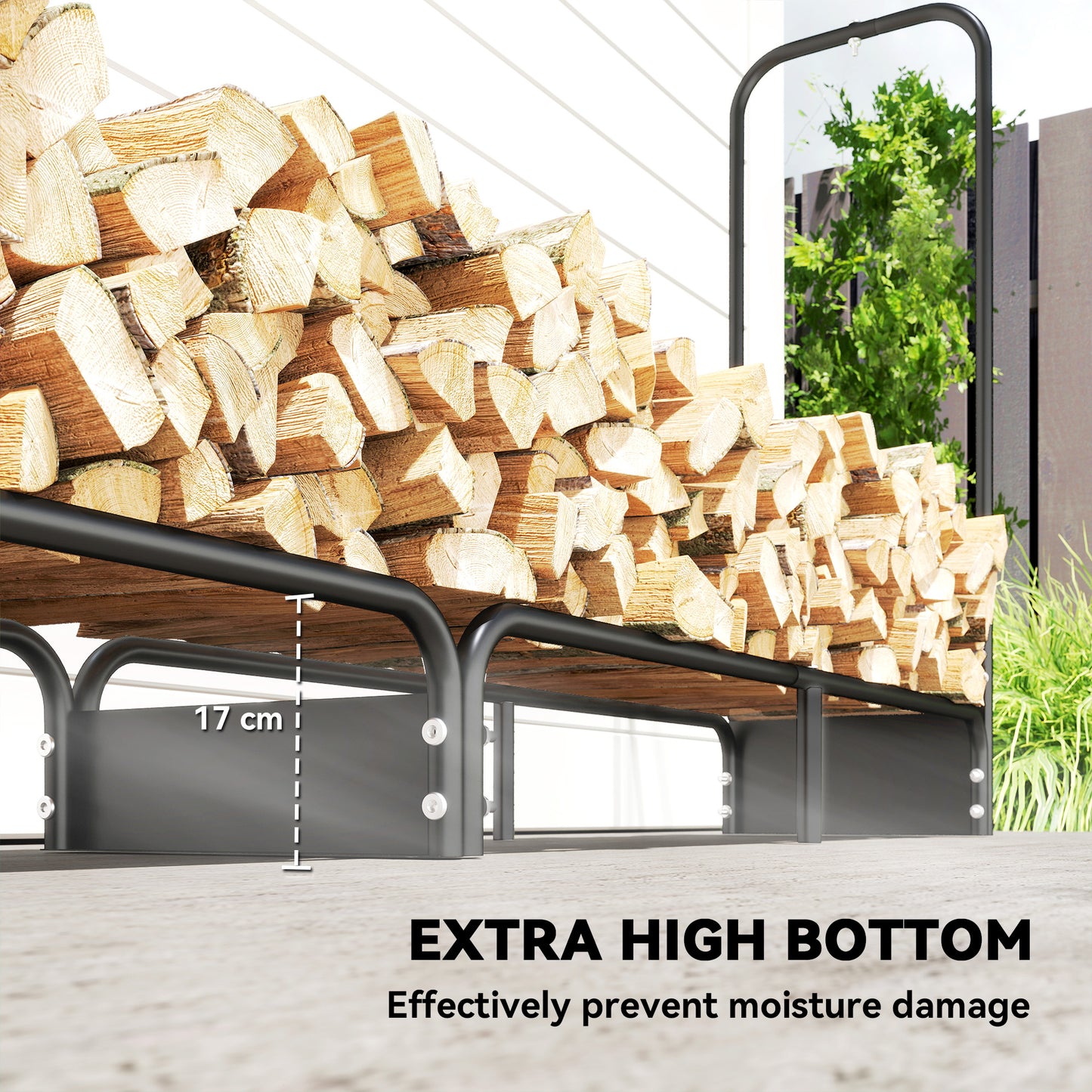 Outsunny EightPointFiveFoot Firewood Rack With Weatherproof 600D Cover Heavy Duty Log Storage For Fireplace Patio 500 Kg