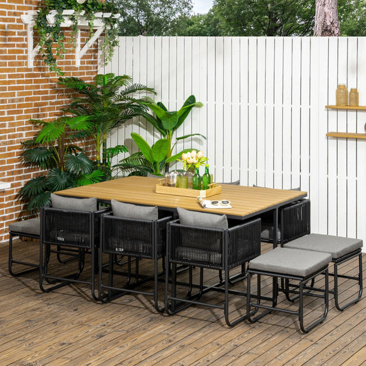 Outsunny Rattan Dining Set, Garden Table & Chair Sets w/ Space-saving Design - ALL4U RETAILER LTD