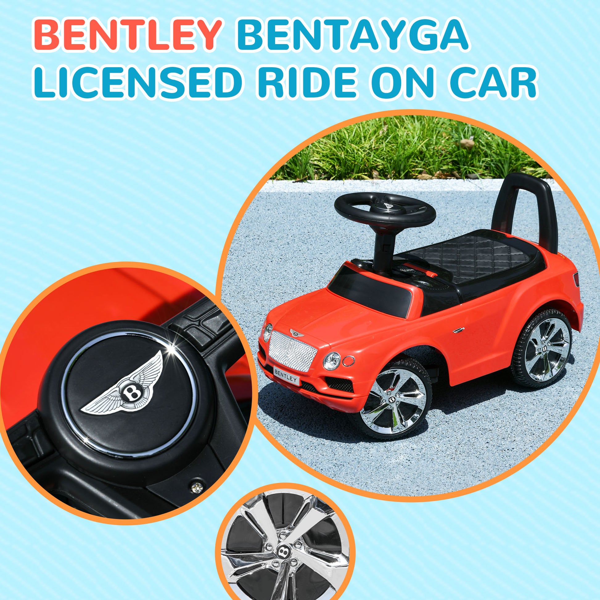 AIYAPLAY Licensed Red Bentley Bentayga Foot-to-Floor Push Along Car with Storage for Toddlers - ALL4U RETAILER LTD