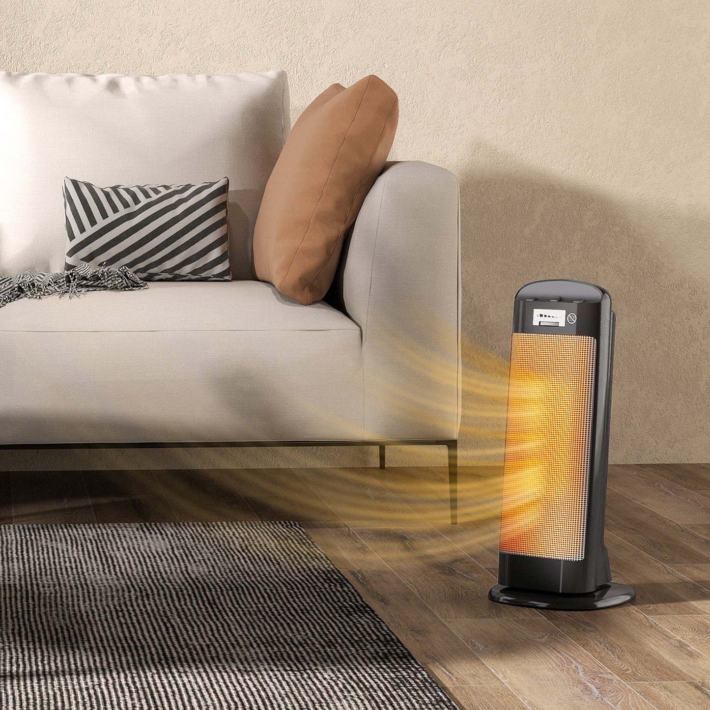 HOMCOM 2000W Ceramic Space Heater With 4 Modes Adjustable Thermostat 55 Degree Oscillation Tip Over Protection