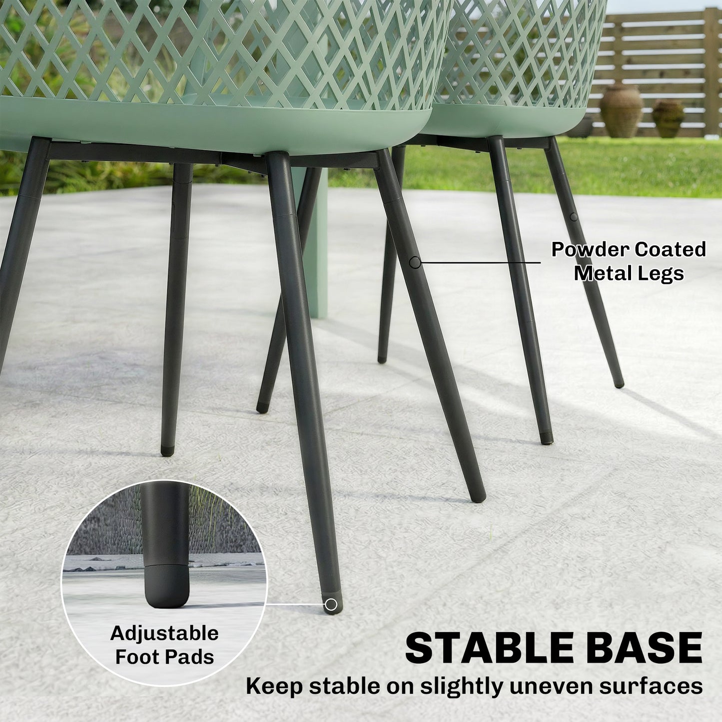 Outsunny Garden Chairs Set Of 4 With Cut Out Diamond Back And Armrests For Patio Balcony Terrace Green