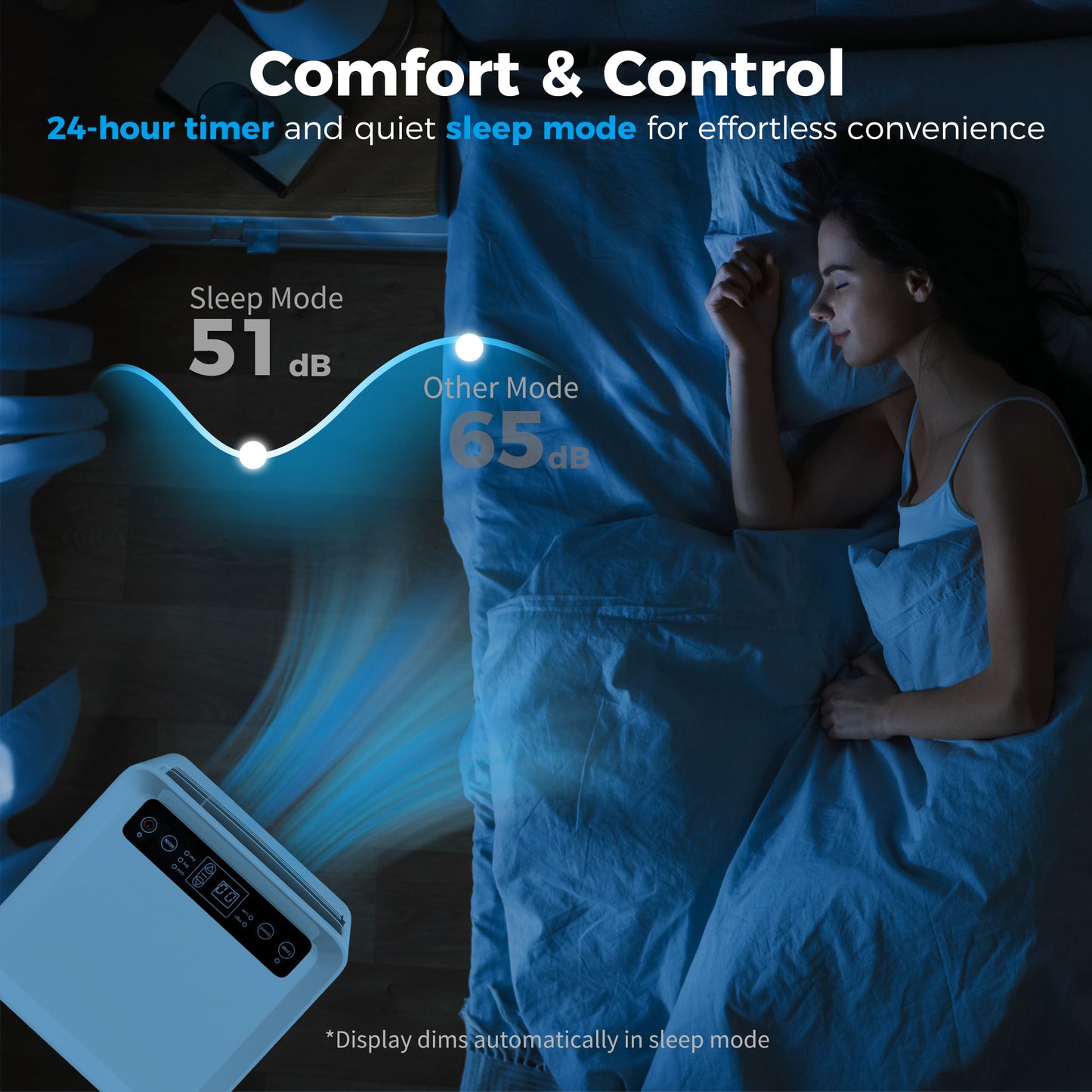 HOMCOM Portable Air Conditioner 9000 BTU With Display 4 In 1 Cooling Dehumidifying Sleep Mode Up To 28 Square Meters