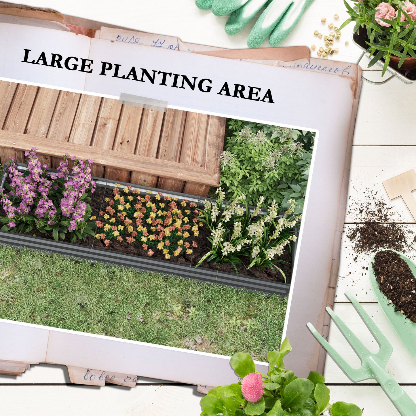 Outsunny 60 By 240cm Galvanised Steel Planter With Open Bottom Pack Of 2 For Outdoor Gardens