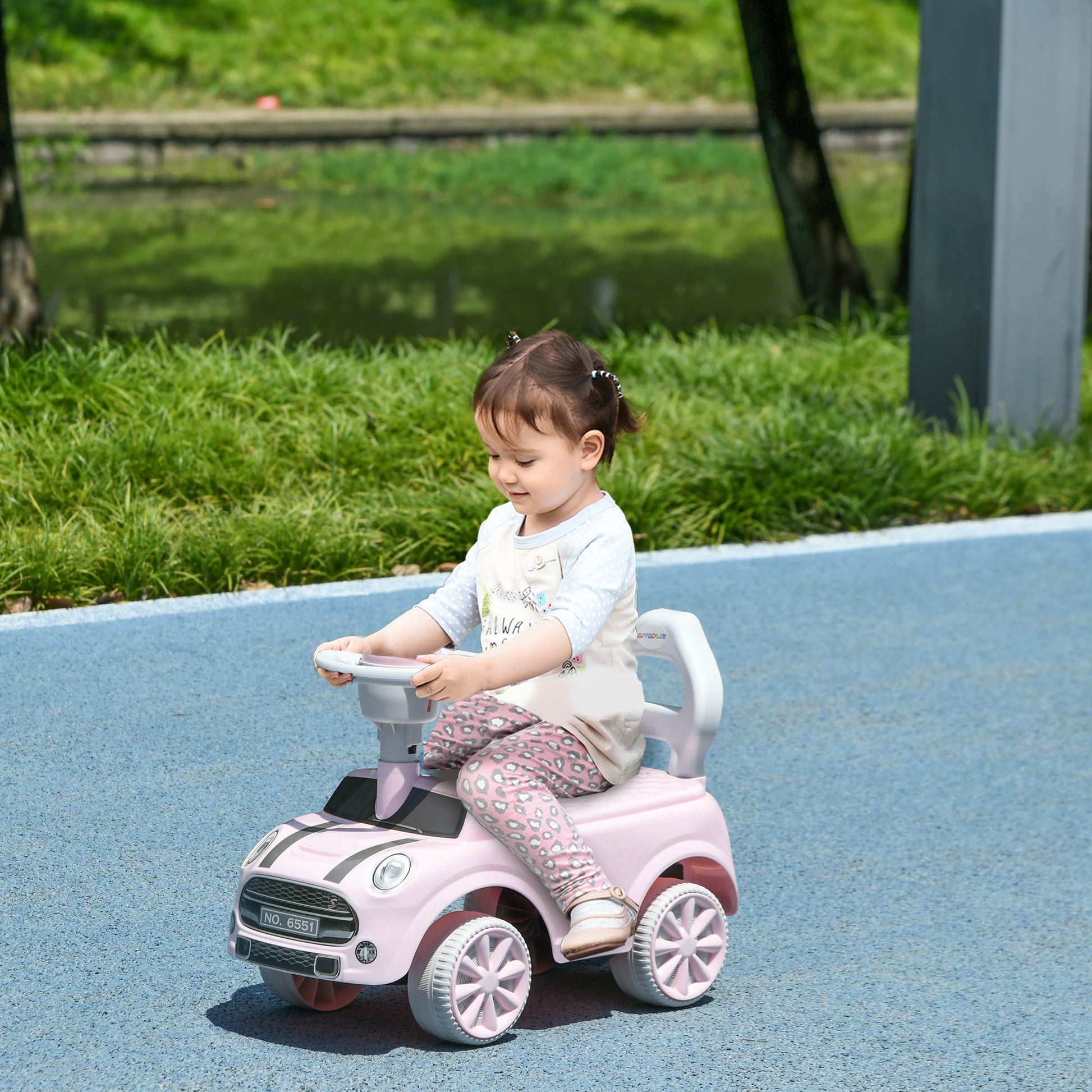 AIYAPLAY Pink Ride-On Car for Toddlers with Air Horn and Safety Features, 18-36 Months - ALL4U RETAILER LTD