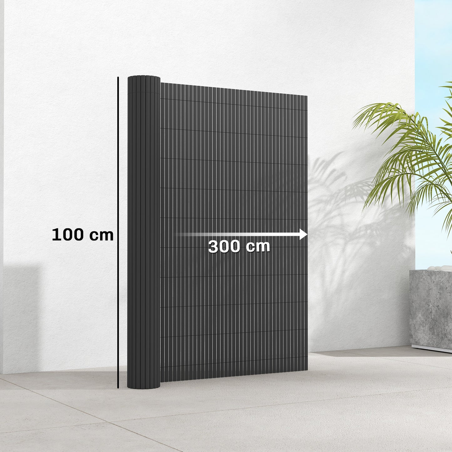Outsunny 2 Pcs Plastic Privacy Screening Fence 1m By 3m Waterproof Windbreak Fence Dark Grey