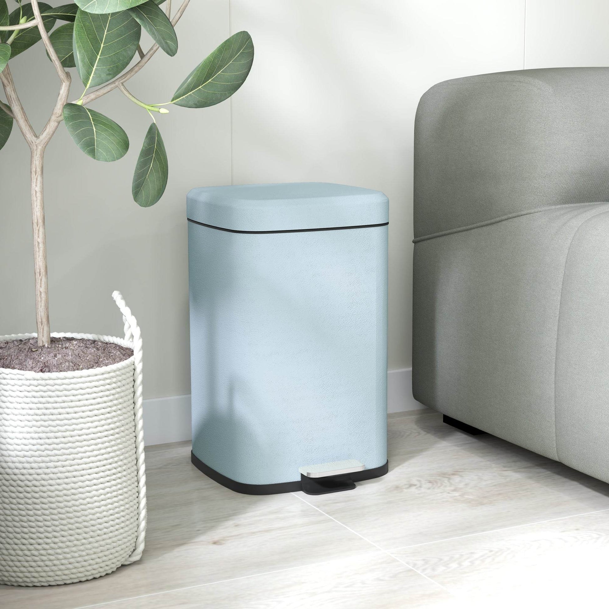 HOMCOM 20L Stylish Metal Kitchen Pedal Bin - Light Green - ALL4U RETAILER LTD