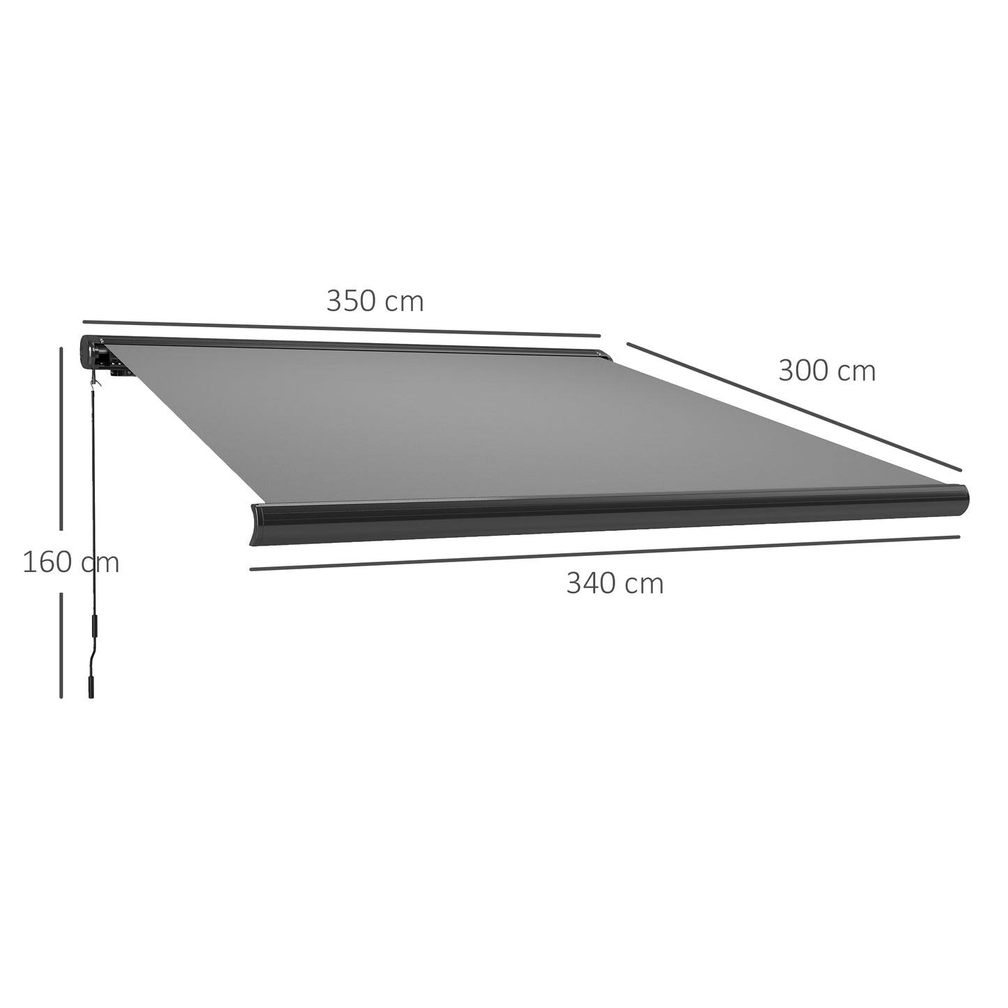 Outsunny 3.5 X 3 M Electric Awning Aluminium Frame DIY Retractable Awning UV50+ Sun Shade Canopy Light Grey