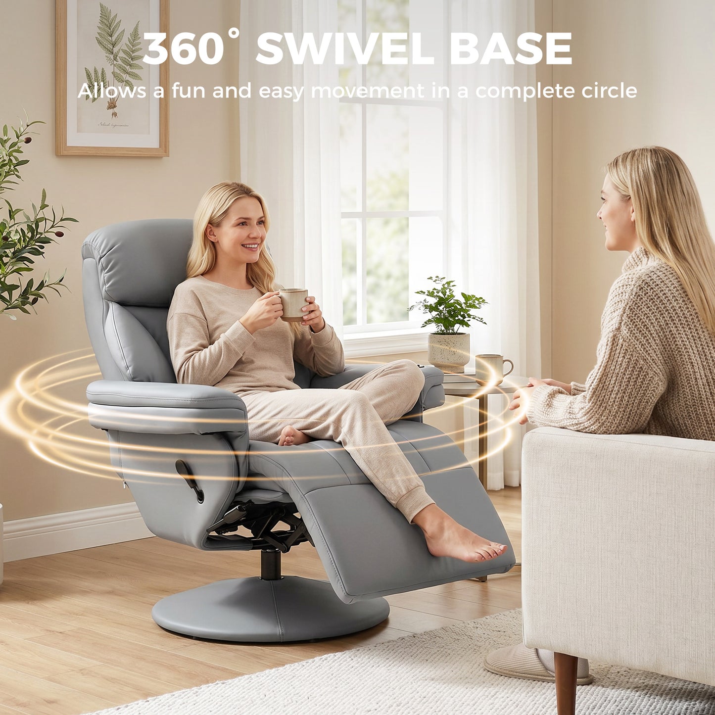 HOMCOM Upholstered Reclining Armchair With Footrest And Adjustable Backrest Manual Recliner Grey