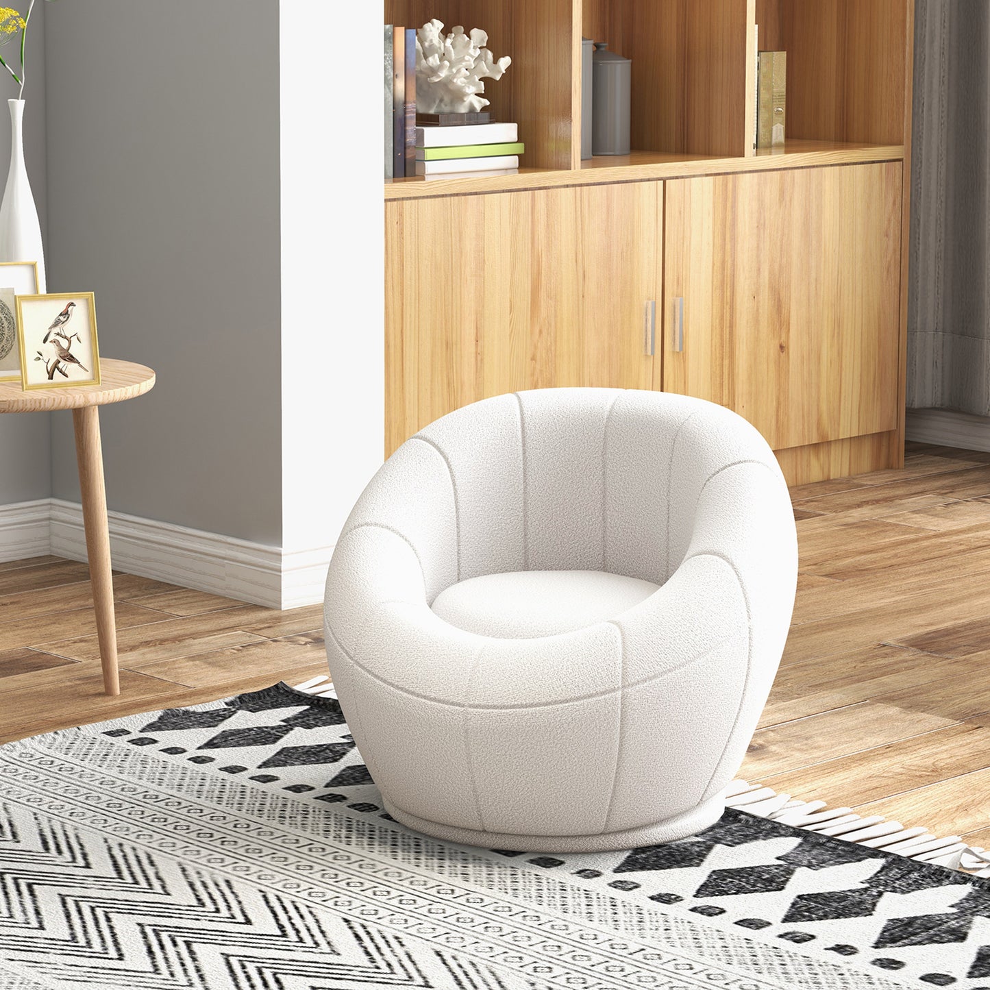 HOMCOM Stylish White Swivel Accent Chair for Living Room, Bedroom, and Home Office - ALL4U RETAILER LTD