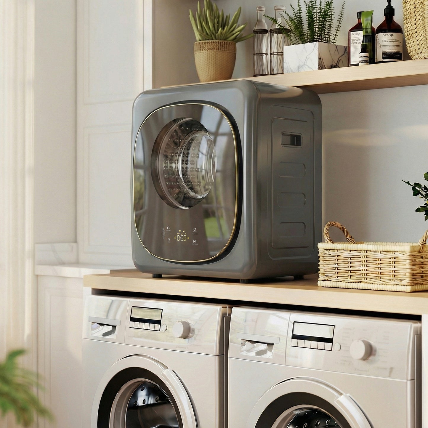 HOMCOM 4kg Vented Tumble Dryer With Five Drying Modes 800W Compact Freestanding Front Tumble Dryer Grey