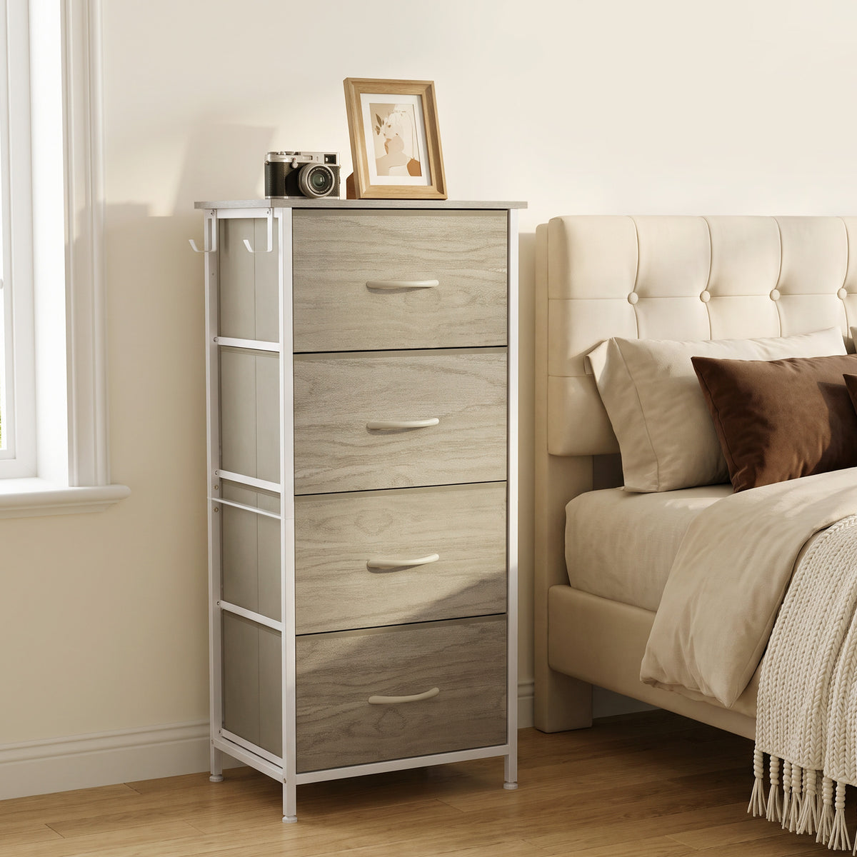 Homcom Fabric Chest Of Drawers With 4 Pockets And Steel Frame