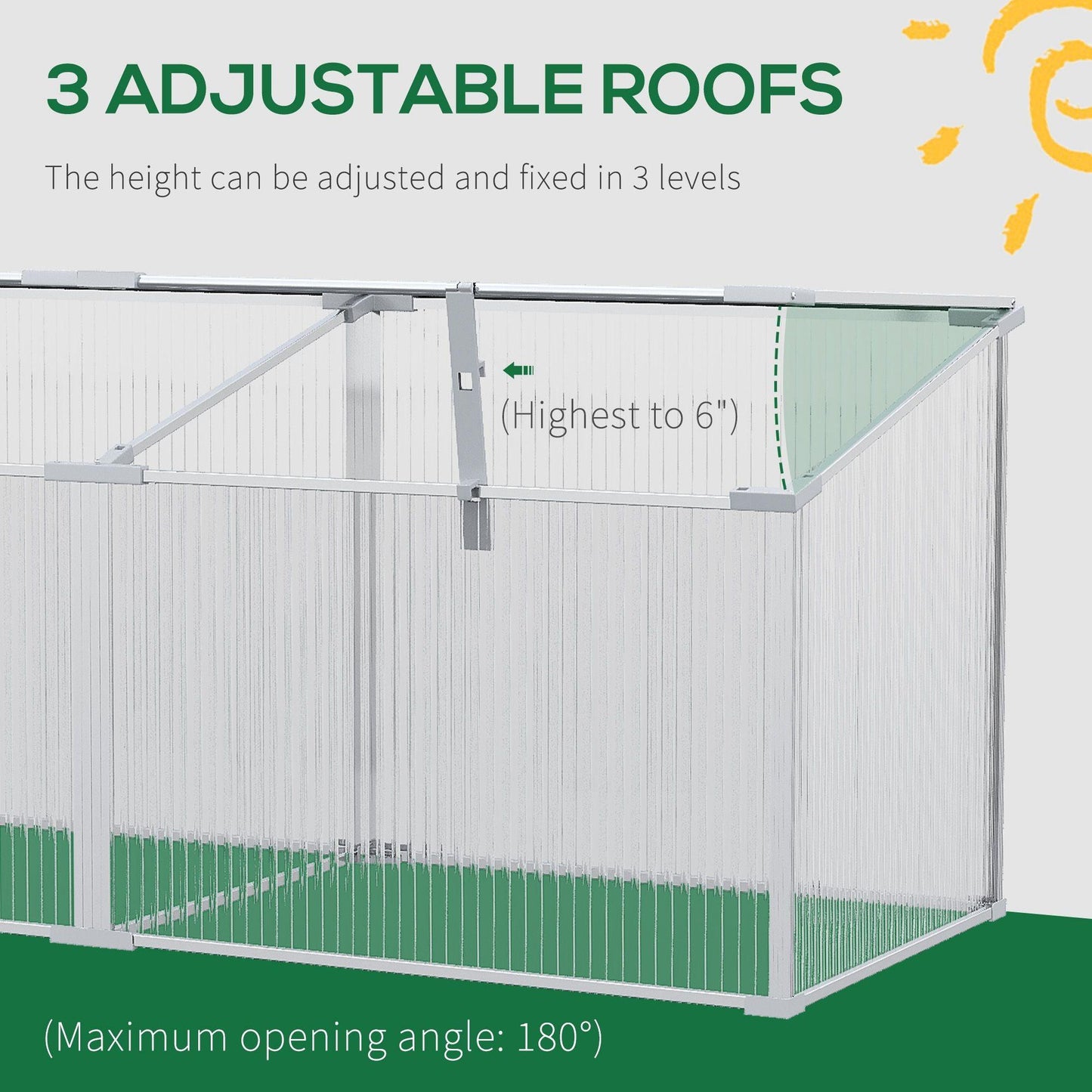 Outsunny Aluminium Greenhouse Plants Raised Bed Vented Cold Frame Transparent - ALL4U RETAILER LTD