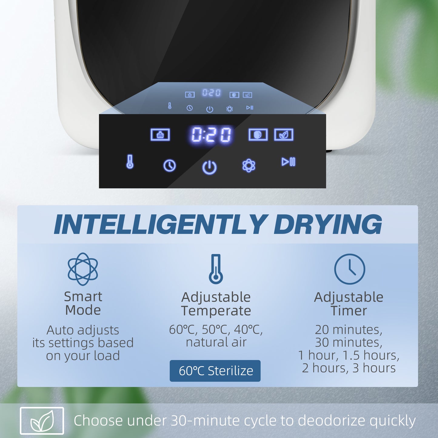 HOMCOM Compact Tumble Dryer With UV Sterilisation 4 Kg Capacity Quick Deodorisation Under 30 Minutes White