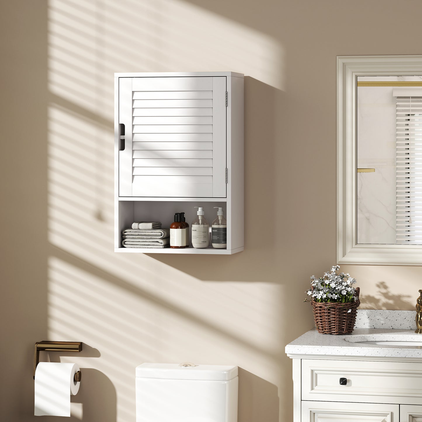 HOMCOM Wall Mounted Bathroom Cabinet With Adjustable Shelves White 40 x 20 x 60 cm