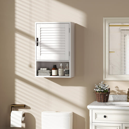 HOMCOM Wall Mounted Bathroom Cabinet With Adjustable Shelves White 40 x 20 x 60 cm