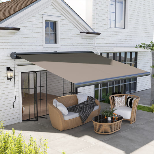 Outsunny 4x3m Full Cassette Electric Awning With Remote Control Aluminium Frame UPF50 Plus Sun Shade Canopy Light Grey