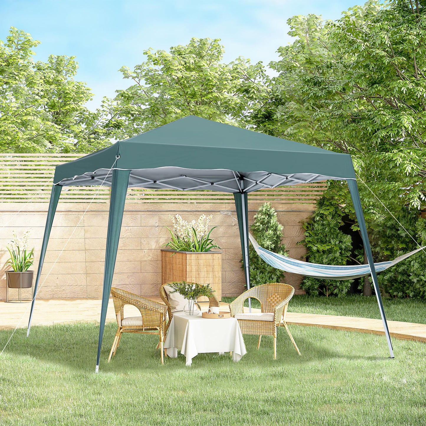 Outsunny 3m Base and 2.5m Pop Up Gazebo with Carry Bag Height Adjustable Slant Leg Party Tent for Garden Patio Green