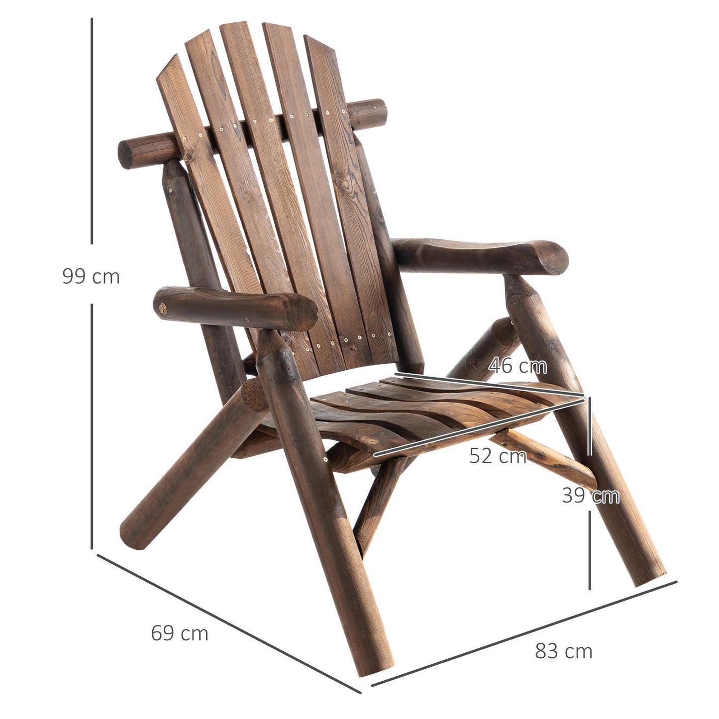 Outsunny Adirondack Chair: Ergonomic Wood Frame for Lounging - ALL4U RETAILER LTD