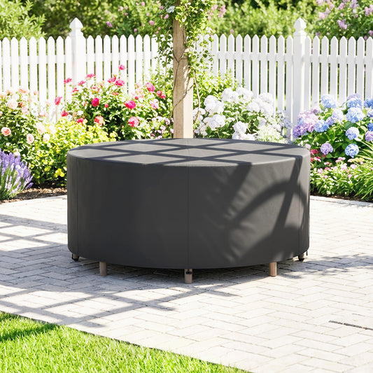 Outsunny Round Garden Furniture Cover Waterproof 420D Heavy Duty Oxford For Outdoor 214 Cm Diameter Black