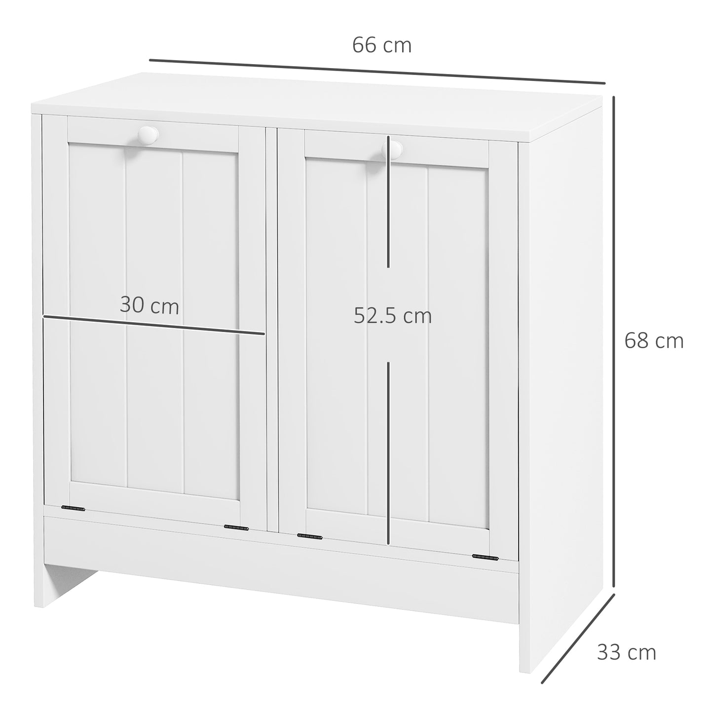 HOMCOM Modern White Tilt-Out Laundry Cabinet with Dual Compartments for Bathroom Storage - ALL4U RETAILER LTD