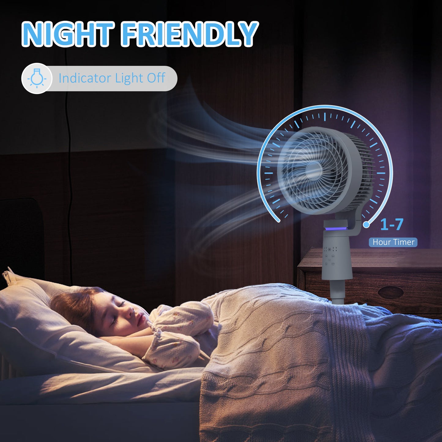 HOMCOM Pedestal Air Circulation Fan With Oscillation Grey Light Off 3 Speeds Ideal For Home And Bedroom Use