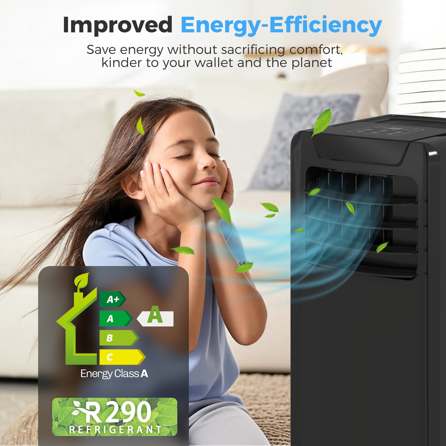 Homcom 10000 BTU 4-In-1 Portable Air Conditioner With Remote Control LED Display 2 Speeds Black