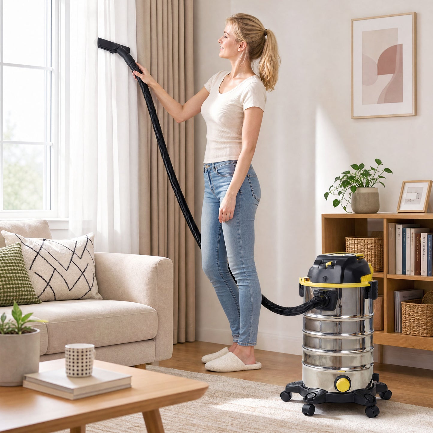 HOMCOM 1400W Wet and Dry Vacuum Cleaner 3 In 1 With Blowing Mode 30L Stainless Steel Tank Silver