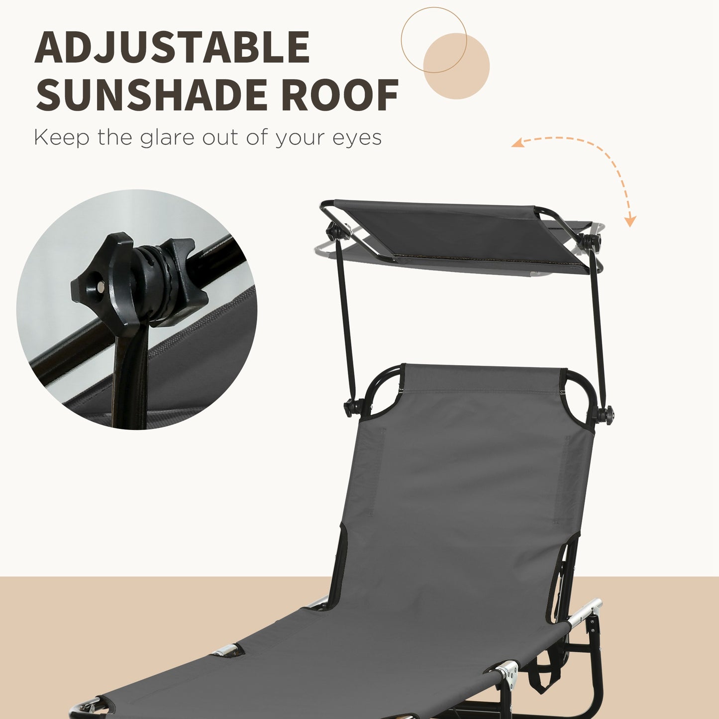 Outsunny Two Folding Sun Loungers With Adjustable Backs And Sun Canopies For Outdoor Patio Grey