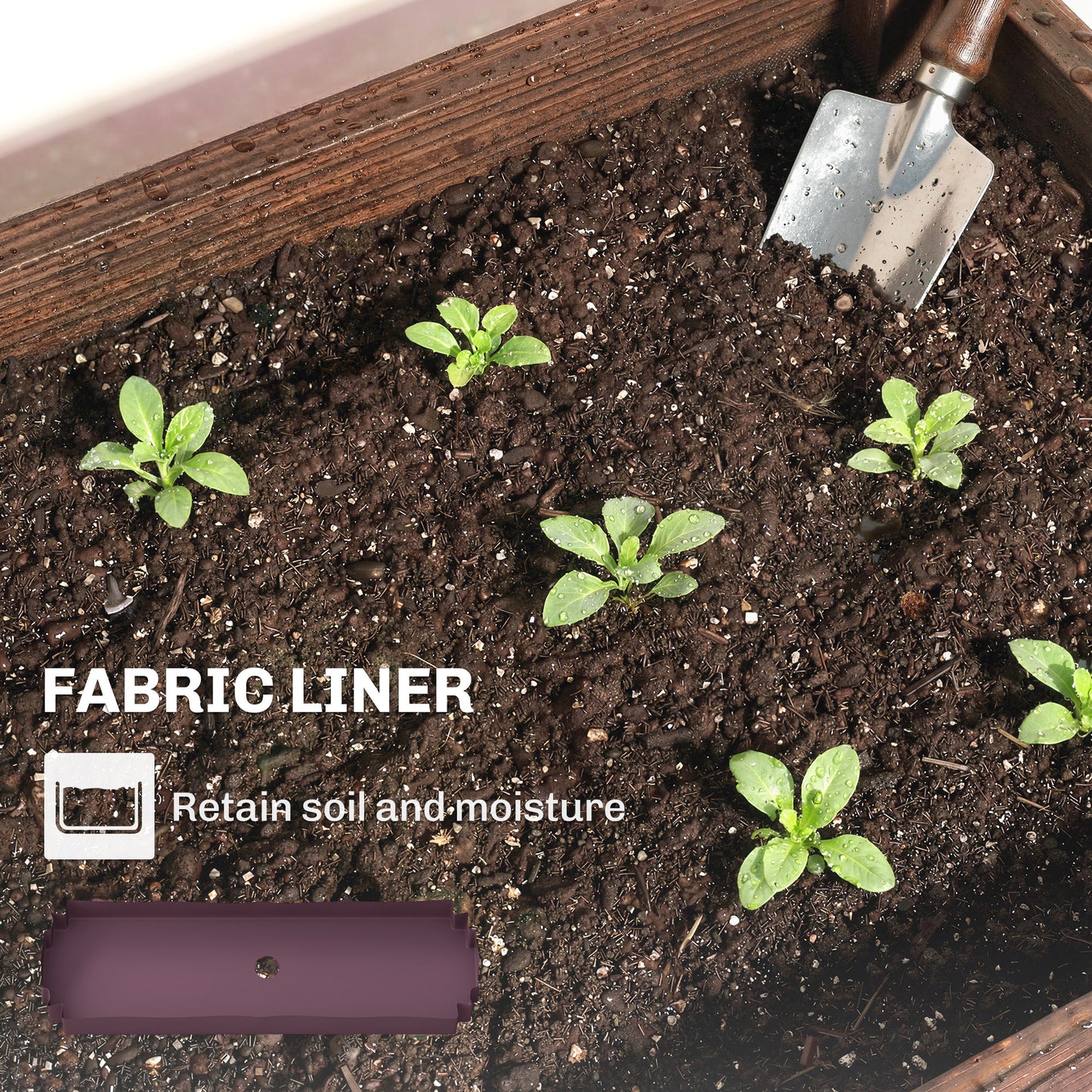 Outsunny Three Tier Wooden Raised Planter Legs Drainage Holes Bed Liner Elevated Garden Bed