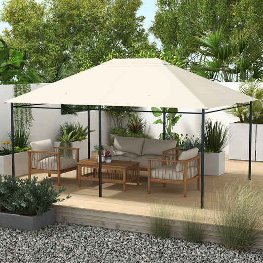 Outsunny 3 x 4m Gazebo Canopy Replacement Cover Top Cover Only Cream White Weather Resistant PA Coated Polyester