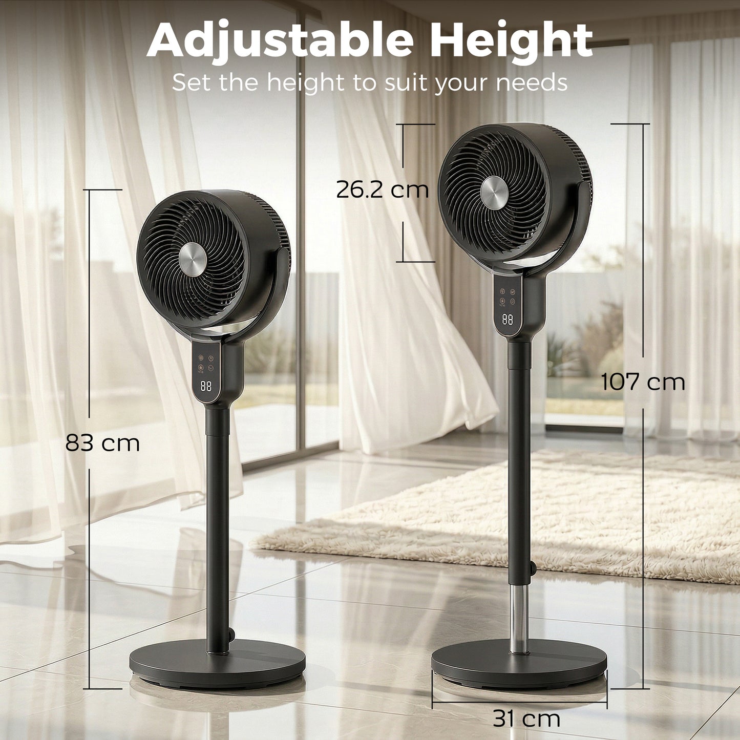 HOMCOM 42 Inch Silent Pedestal Fan For Bedroom With Remote Control 90 Degree Oscillation 8 Speeds Black